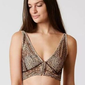 BKE Boutique Lace Bralette Tan Brown Small western